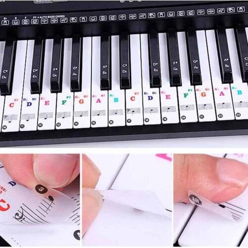 Colorful Transparent Piano Keyboard Stickers for Piano Keys Stickers for 88/61/54/49/37 Full Set Stickers Piano Spectrum Sticker