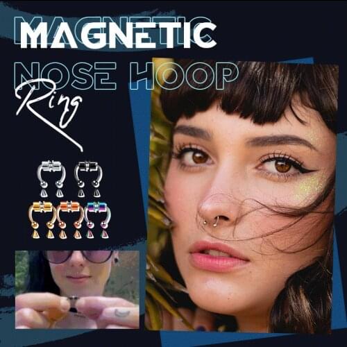 Magnetic Nose Hoop Ring Non Piercing Horseshoe Septum Piercing Magnetic Hoop Stainless Steel Magnet Punk for Women Jewelry Gifts