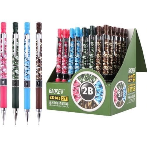 12 Bokeh ZD143 Mechanical Pencils (2B/0.7mm), Drop-resistant and Durable, with An Eraser Attached To School Stationery