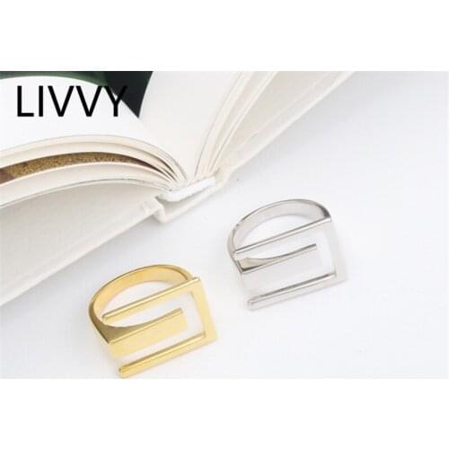 LIVVY Minimalist Silver Color Adjustable Rings For Women Trendy Elegant Bead Geometric Handmade Bride Jewelry Gifts