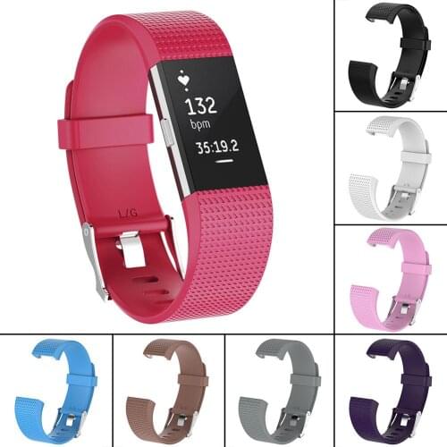 Soft Silicone Sport Band For Fitbit Charge 2 Wristband Strap Metal Buckle Replacement Watchband For Fitbit Charge 2 Band
