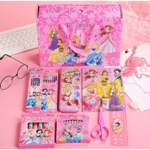 Disney Frozen Painting Writing Stationery Set Gift Boxed Watercolor Pen Brush Pencil Stationery Box Combination Learning Gift