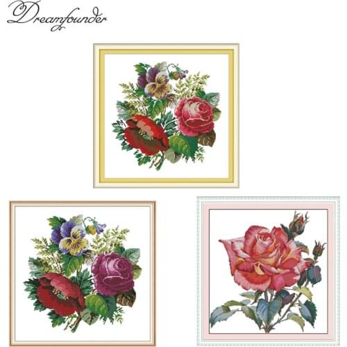 A brilliant mountain flower cross stitch kit aida 14ct 11ct count print canvas stitches embroidery DIY handmade needlework