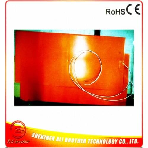 Silicone Rubber 3D Printer Heater 230v 1400w 300*500*1.5mm adhesive 1face 100k thermistor 1000mm lead come out from short side