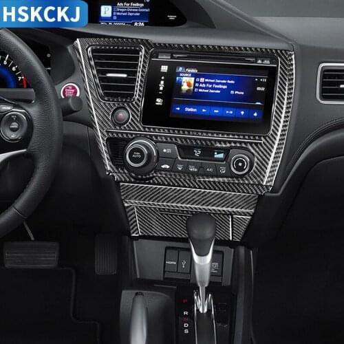 For Honda Civic 9 Coupe Sedan 2013 2014 2015 Carbon Fiber Multimedia Panel Stickers Air Vent Cover Car Modification Decoration