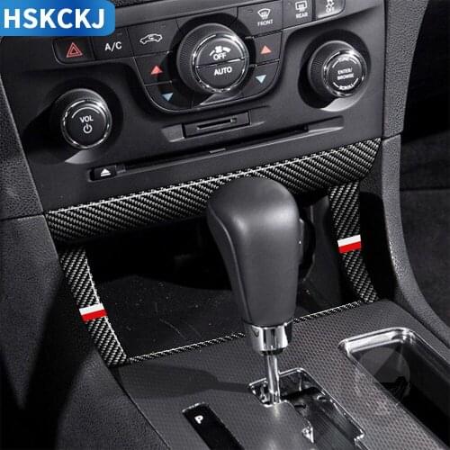 For Dodge Charger 2011 2012 2013 2014 Carbon Fiber Stickers Center Control Storage Box Strips Interiors Car Accessories