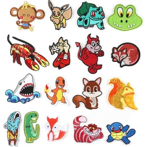 New Cute Shark Squirrel Cartoon Animal Embroidery Patch Stickers DIY High-end Clothing Decoration Accessories