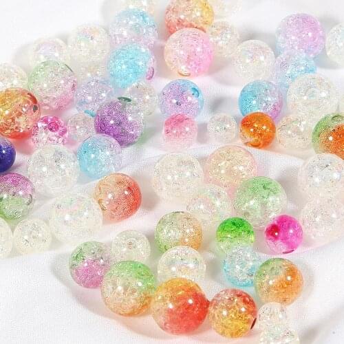 New 20 30 50 100Pcs Random Mixed/White Crackle Acrylic Beads Spacer Ball Beads For DIY Jewelry Finding Making