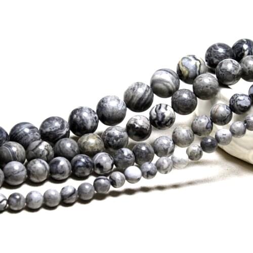 Wholesale Natural Grey Map Stone Beads For Jewelry Making DIY Bracelet Material Necklace 4/ 6/ 8/10/ 12mm Strand 15.5