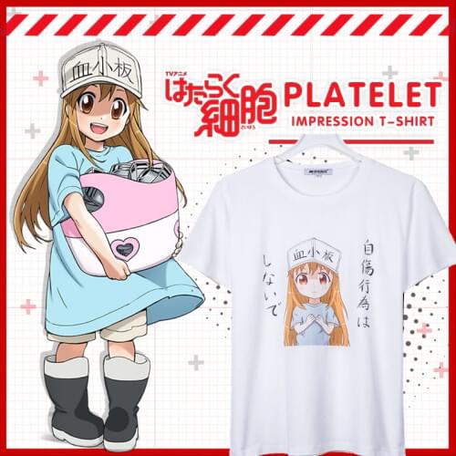 Anime JK Hataraku Saibou Cells At Work Cosplay Casual Shirt Platelet Impression T-Shirt Tops Tee Women Men Girl t shirt tshirt