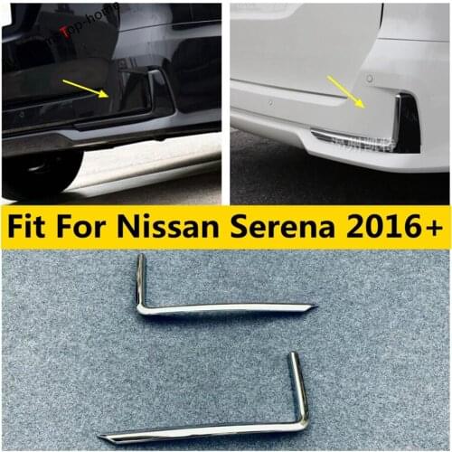 Yimaautotrims Rear Bumper Fog Lights Lamps Eyelid Eyebrow Stripes Cover Trim ABS Chrome Exterior For Nissan Serena 2016 - 2020