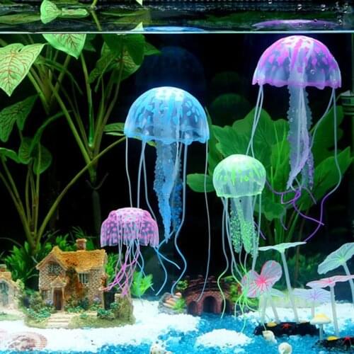 Jellyfish Colorful Artificial Glowing Effect Jellyfish Fish Tank Aquarium Decor Mini Submarine Ornament Aquatic Pet Decoration