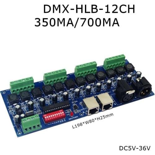 350MA/700MA*12CH Constant Current 12 Channel DMX512 Dimmer LED Decoder & RJ45 3P Controller Dimmer for RGB LED Strip Lights Lamp