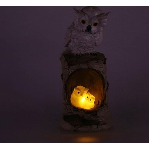 Solar Garden Statue Owl Outdoor Bird Figurine Decor with LED Light Patio Lawn Yard Figurines