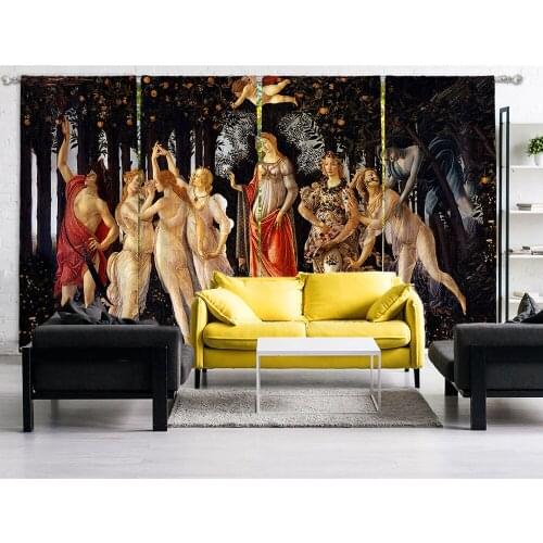 Sandro Botticelli - Primavera Full version,Window Curtain 4 panels set,Blackout,Room darkering,Custom size