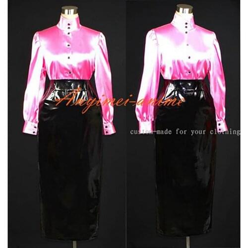 Sissy Maid Dress Gothic Lolita Punk Pvc Satin Outfit Cosplay Costume Tailor-made[G389]