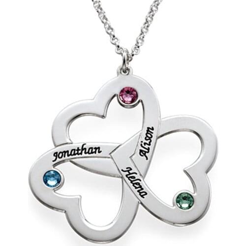 AIYANISHI 925 Silver Custom Necklaces Personalized Name Necklaces Jewelry Personality Birthstone Necklaces with Name for Family