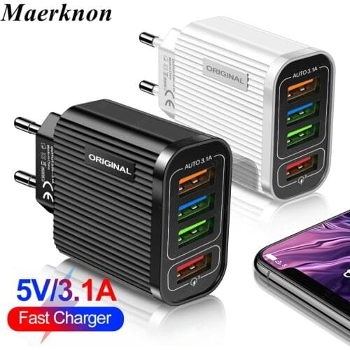 4 Ports USB Quick Charge 3.0 For Samsung S10 Charger QC 3.0 Fast Charging For iPhone xr 11 Huawei P40 pro Wall Charger Adapter