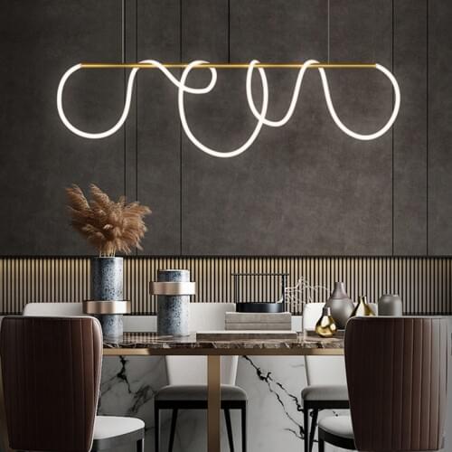 Modern Line Glass Tube Dining Room Chandelier Industrial Style Bar Counter Living Room Bedroom Art Strip Art Modeling PA0695