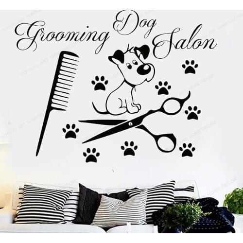 Pet Grooming Salon Vinyl wall Sticker Dog Grooming Wall Decal Puppy Pet Shop Decal Grooming salon decor HJ758