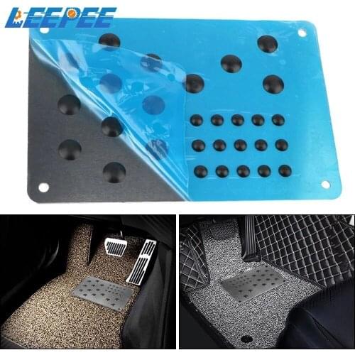 Universal Car Floor Mat Interior Accessories Foot Heel Scuff Plate Non-slip Carpet Patch Auto Alloy Plate Anti-skid Pad Silver