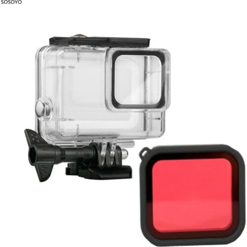 Waterproof Case Housing Underwater Protection Shell Diving Filter Red Set For Gopro Hero 7 Silver & White Camera Accessories