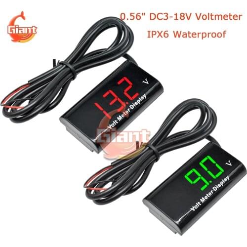 DC 5V 12V IPX6 Waterproof Voltmeter 12V Car Boat Motorcycle 0.56 inch LED Digital Display Volt Voltage Meter Mini Tester Panel