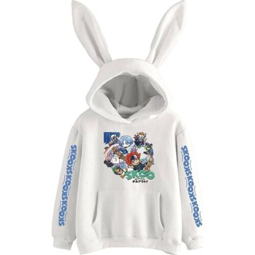 Janpanese Anime sk8 the infinity Rabbit Hoodie Women Girls Kpop Sweatshirts Kawaii streetwear graphic Japan reki miya white
