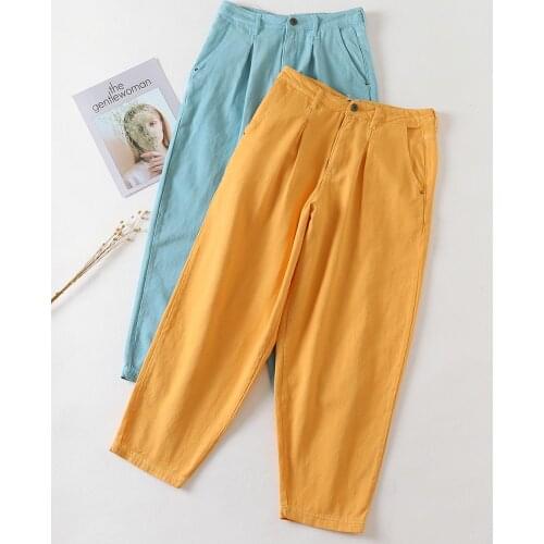 2020 womens denim pants ankle length torusers high waist jeans pants solid color streetwear mom jeans