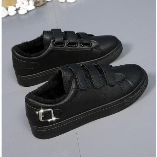 2020 White Sneakers plus velvet Shoes Woman Causal Buckle Shoes Platform zapatillas mujer Ladies Breathable Round Toe U13-56