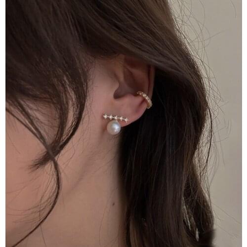 Womens Pearl Beads Earrings Fashion Jewelry Korean Ladies Elegant Charms Zircon Stud Earring For Women Piercing Ear Jewelries