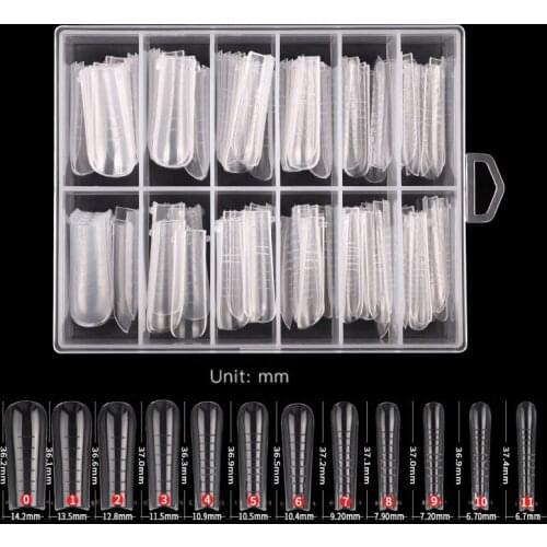 10 Sets 12 Sizes Ballet Shape Full Cover Sculpted Nail Tips Fake Nails Extension Tips Building Mold Finger Tips Manicuring Tools