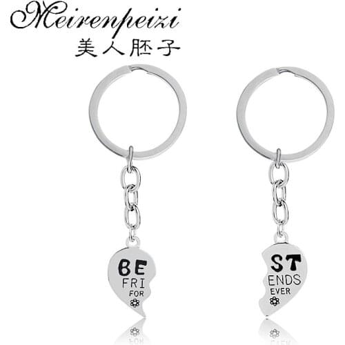 2PC Broken Heart Puzzle Jigsaw Keychain Friendship Best Friends Forever BFF Key Chain Keepsake Gift Jewelry Diy Handmade KeyrinG