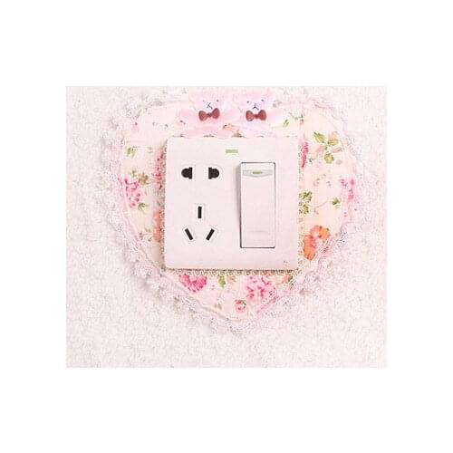 2Pieces/Lot Brand New Household Flowerlet Fabrics Lace Love Switch Dustproof Cover Socket Wall