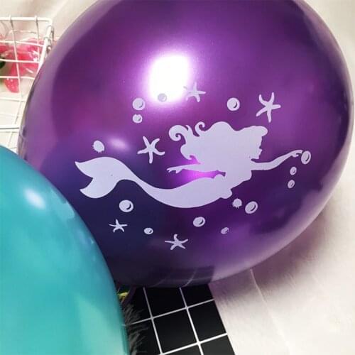 20pcs 12 Inch Cartoon Mermaid Round Latex Balloon Kids Birthday Party Balloons Childrens Day Home Bar Garden Festival Decor