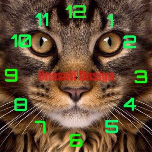 2021 great diamond embroidery clock cat 5d diamond painting clock rhinestone pictures decoration home diamond art kit diy frame
