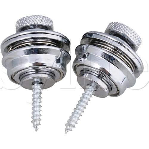 2x Chrome Flat Head Guitar Strap Lock system Pins For Body