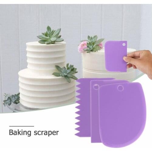 3pcs/set Plastic Dough Knife Baking Pastry Tools Icing Fondant Scraper Decorating Plain Smooth Spatulas Cutters Cake Tool