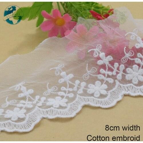 3yards 8cm wide Cotton embroid lace edge sewing ribbon guipure trim wedding lace DIY Garment Accessories french doll lace#3934