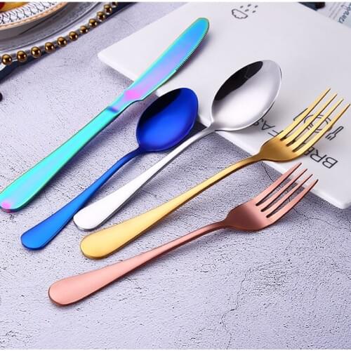 Multicolor 5 pieces of 304 stainless steel tableware Western steak tableware gold-plated high-end tableware set electroplated