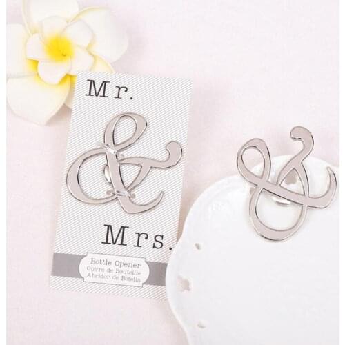 Free Shipping "Mr. and Mrs." Ampersand Bottle Opener Favor For Party Supplies Silver Wedding Gift For Guest LX9055