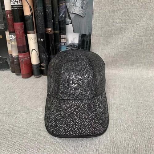 Streetwear Style Authentic Exotic Stingray Skin NEW CHIC Mens Baseball Cap Genuine Leather Male Adjustable Snapback Sports Hat
