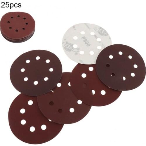 25pcs/lot 125mm 600-2000 Round Sandpaper 8 Hole Disk Sand Paper Sheets Disc Grit Abrasive Tool for Electric Grinder Polishing