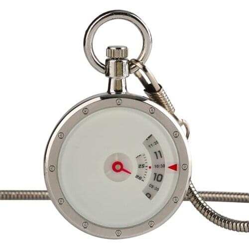 White Minimalism Design Hollow Small Second Disk Movement Quartz Pocket Watch Pendant Gift With Chain Pocket Watches