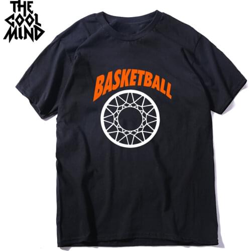 COOLMIND 100% cotton casual short sleeve men T shirt cool summer loose basketball men t shirt o-neck men t-shirt male tee shirts