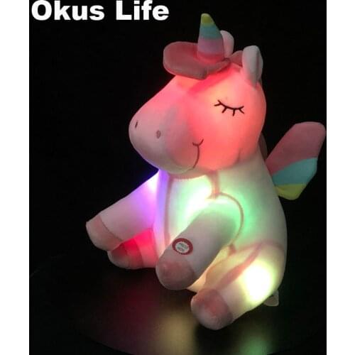 40cm Creative Luminous Unicorn Stuffed Dolls Kawaii Cushion Pillow Animal Led Light Unicorn Plush Toy Children Christmas Decor