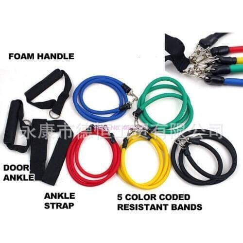 By dhl or ems 10sets 11pcs/set Pull Rope Fitness Exercises Resistance Bands Crossfit Latex Tubes Pedal Excerciser Training Yoga