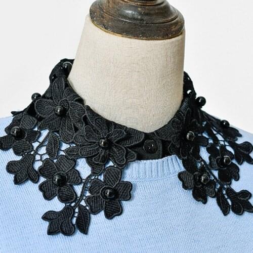 Elegant Beaded Lace Fake Collar White Detachable Collar Fake Women Vintage False Blouse Collar Half Shirt Decoration Accessories