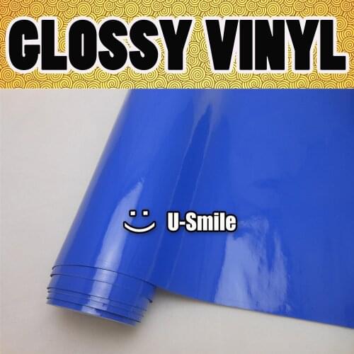 Gloss Blue Self Adhesive Vinyl Glossy Intense Blue Vinyl Wrap Sticker Decal Sheet Film Bubble Free Size:1.52x30m/Roll