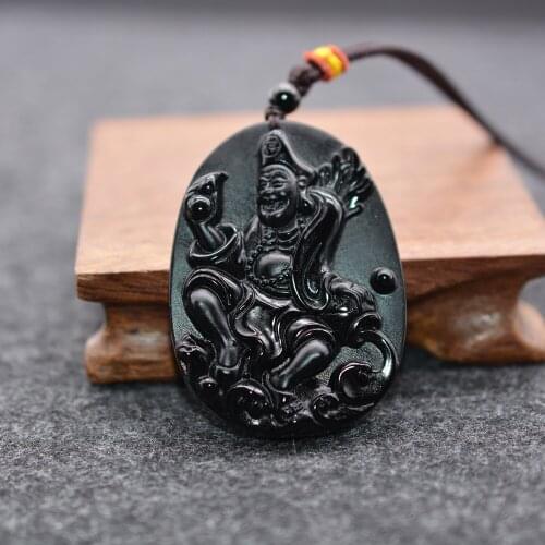 Drops Ship Black Obsidian Stone Buddha Necklace Pendant Natural Healing Crystal Pendant Mens Jewelry